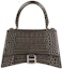 Buy Balenciaga Hourglass Top Handle Bag Small Crocodile Embossed Dark Grey