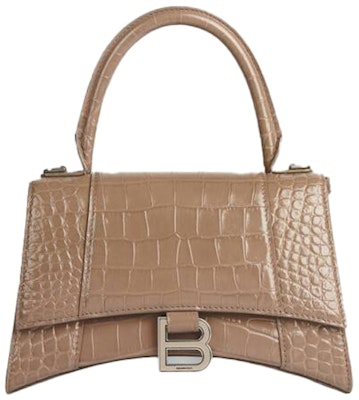Balenciaga Hourglass Top Handle Bag Small Crocodile Embossed Mink Buy Balenciaga Hourglass Top Handle Bag Small Crocodile Embossed Mink