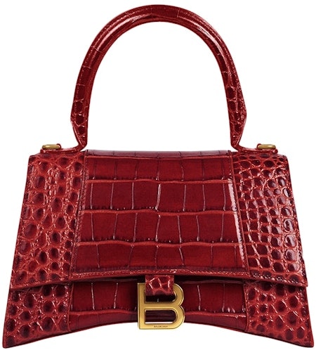balenciaga-hourglass-top-handle-bag-small-crocodile-embossed-dark-red