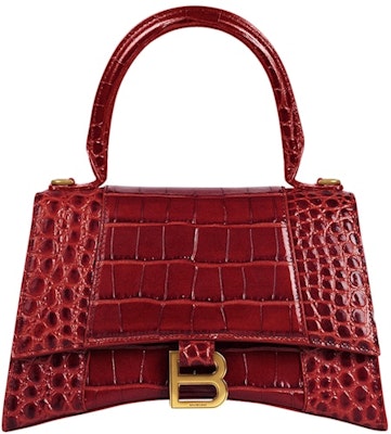 Balenciaga Hourglass Top Handle Bag Small Crocodile Embossed Dark Red Buy Balenciaga Hourglass Top Handle Bag Small Crocodile Embossed Dark Red