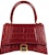 Balenciaga Hourglass Top Handle Bag Small Crocodile Embossed Dark Red
