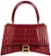 Buy Balenciaga Hourglass Top Handle Bag Small Crocodile Embossed Dark Red