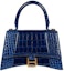 Buy 발렌시아가 아워글라스 크로커 엠보스드 네이비 스몰 탑 핸들 백