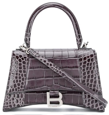 Balenciaga Hourglass Top Handle Bag Small Crocodile Embossed Grey Buy Balenciaga Hourglass Top Handle Bag Small Crocodile Embossed Grey