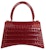 Balenciaga Hourglass Top Handle Bag Small Crocodile Embossed Dark Red