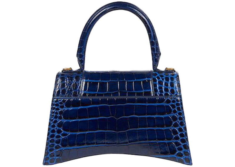 Order 발렌시아가 아워글라스 크로커 엠보스드 네이비 스몰 탑 핸들 백 
