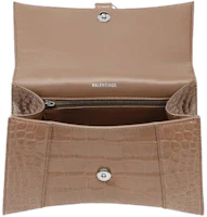 Lookbook Balenciaga Hourglass Top Handle Bag Small Crocodile Embossed Mink
