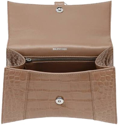 Balenciaga Hourglass Top Handle Bag Small Crocodile Embossed Mink Lookbook Balenciaga Hourglass Top Handle Bag Small Crocodile Embossed Mink