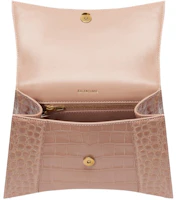 Lookbook Balenciaga Hourglass Top Handle Bag Small Crocodile Embossed Beige