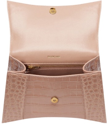 Balenciaga Hourglass Top Handle Bag Small Crocodile Embossed Beige Lookbook Balenciaga Hourglass Top Handle Bag Small Crocodile Embossed Beige