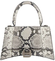 Balenciaga Hourglass Top Handle Bag Small Snakeskin Embossed Black/White Balenciaga Hourglass Top Handle Bag Small Snakeskin Embossed Black/White