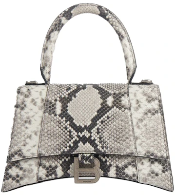 Balenciaga Hourglass Tas Pegangan Kecil Kulit Ular Motif Hitam/Putih Buy Balenciaga Hourglass Tas Pegangan Kecil Kulit Ular Motif Hitam/Putih