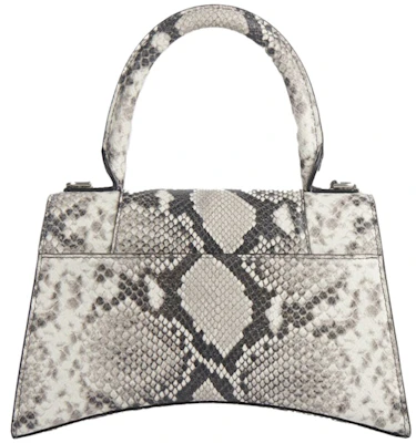 Balenciaga Hourglass Tas Pegangan Kecil Kulit Ular Motif Hitam/Putih Order Balenciaga Hourglass Tas Pegangan Kecil Kulit Ular Motif Hitam/Putih