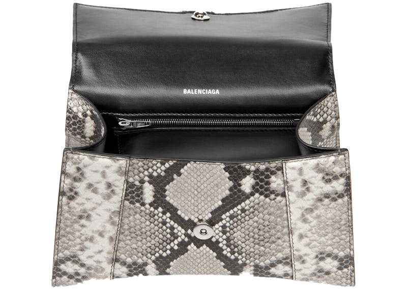 Balenciaga Hourglass Top Handle Bag Small Snakeskin Embossed Black/White 圖 3