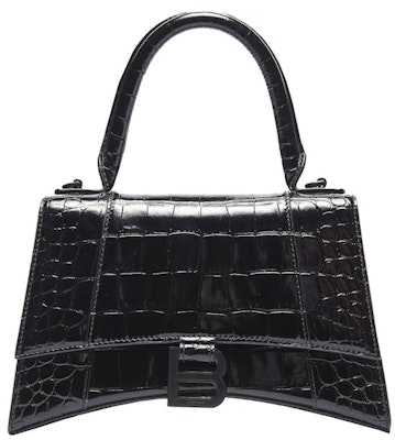 Balenciaga Hourglass Top Handle Crocodile Embossed XS Black Buy Balenciaga Hourglass Top Handle Crocodile Embossed XS Black
