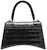 Balenciaga Hourglass Top Handle Crocodile Embossed XS Black