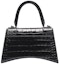 Order Balenciaga Hourglass Top Handle Crocodile Embossed XS Black