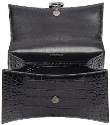 Balenciaga Hourglass Top Handle Crocodile Embossed XS Black Lookbook Balenciaga Hourglass Top Handle Crocodile Embossed XS Black