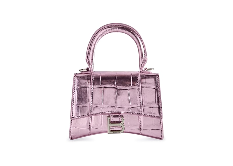 Balenciaga Hourglass Top Handle Mini Pink Metallized