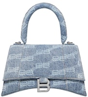 Balenciaga Hourglass Top Handle Small BB Monogram Denim Bleached Blue Balenciaga Hourglass Top Handle Small BB Monogram Denim Bleached Blue