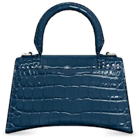 Order Balenciaga Hourglass Top Handle Small Crocodile Embossed Dark Blue