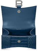 Lookbook Balenciaga Hourglass Top Handle Small Crocodile Embossed Dark Blue