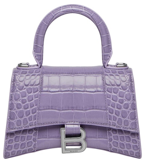 balenciaga-hourglass-top-handle-xs-crocodile-embossed-lilac