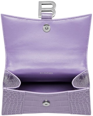 Balenciaga Hourglass Top Handle XS Bertekstur Buaya Ungu Muda Lookbook Balenciaga Hourglass Top Handle XS Bertekstur Buaya Ungu Muda