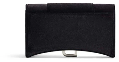 Order Balenciaga Hourglass Velvet Jersey Wallet on Chain Black
