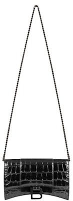 Balenciaga Hourglass Wallet On Chain Crocodile Embossed Black Buy Balenciaga Hourglass Wallet On Chain Crocodile Embossed Black