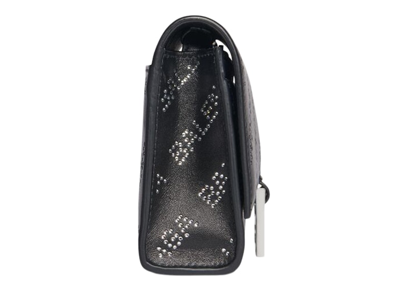 Order Balenciaga Dompet Hourglass Berantai Dengan Batu Rhinestones Hitam