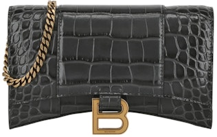 Balenciaga Hourglass Wallet With Chain Dark Grey Balenciaga Hourglass Wallet With Chain Dark Grey