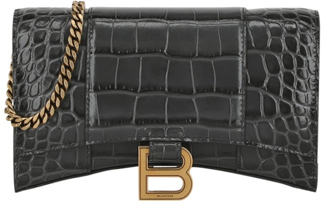 Balenciaga Hourglass Wallet With Chain Dark Grey Buy Balenciaga Hourglass Wallet With Chain Dark Grey