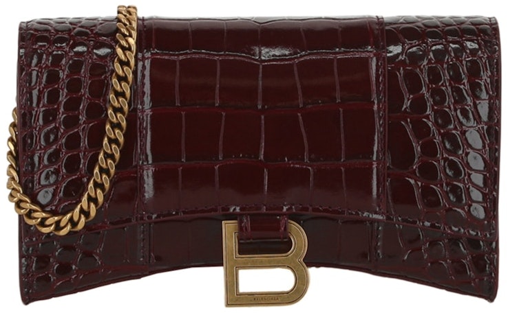 balenciaga-hourglass-wallet-with-chain-dark-red