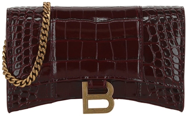 Balenciaga Hourglass Wallet With Chain Dark Red Buy Balenciaga Hourglass Wallet With Chain Dark Red
