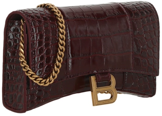 Balenciaga Hourglass Wallet With Chain Dark Red Order Balenciaga Hourglass Wallet With Chain Dark Red