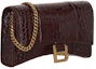 Order Balenciaga Hourglass Wallet With Chain Dark Red