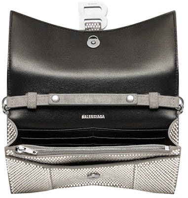 Balenciaga Hourglass Wallet With Chain XS Rhinestone Grey Lookbook Balenciaga Hourglass Wallet With Chain XS Rhinestone Grey