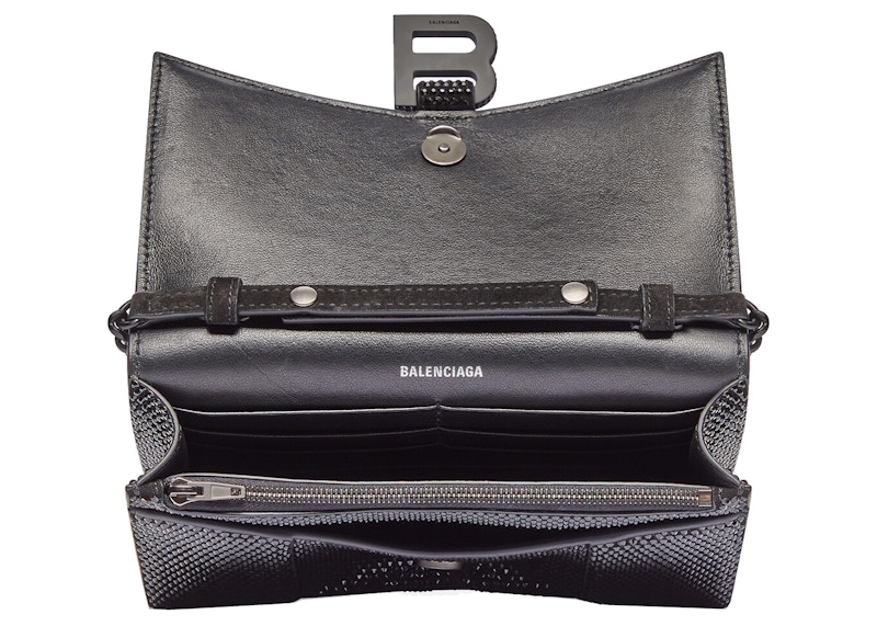 Lookbook Balenciaga Dompet Hourglass Dengan Rantai XS Rhinestone Hitam