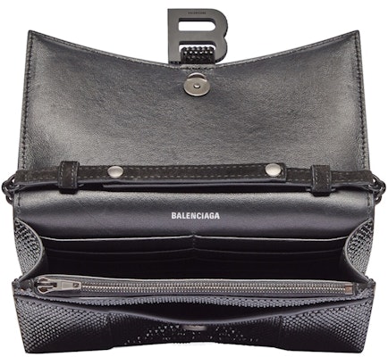 Balenciaga Dompet Hourglass Dengan Rantai XS Rhinestone Hitam Lookbook Balenciaga Dompet Hourglass Dengan Rantai XS Rhinestone Hitam