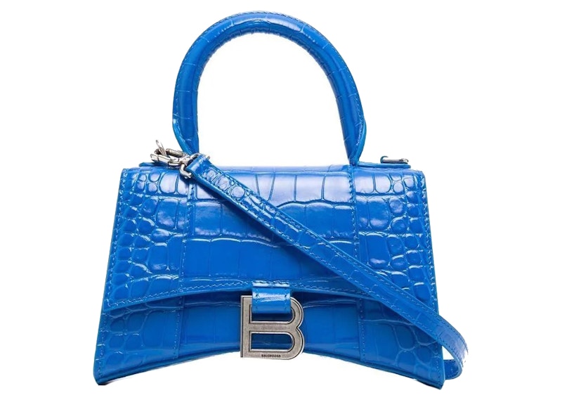 Balenciaga Hourglass XS Embossed Tote Bag Royal Blue