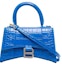 Buy 巴黎世家Hourglass XS浮雕手提包皇家蓝