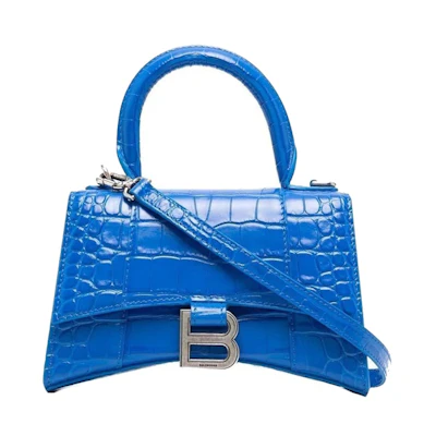 Balenciaga Hourglass XS Embossed Tote Bag Royal Blue
