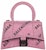 Balenciaga Hourglass XS Handbag With Chain and Allover Logo Rhinestones Pink/Black