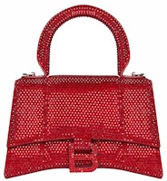 Balenciaga Hourglass XS Handbag With Rhinestones Red Balenciaga Hourglass XS Handbag With Rhinestones Red