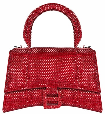 Balenciaga Hourglass XS Handbag With Rhinestones Red Buy Balenciaga Hourglass XS Handbag With Rhinestones Red