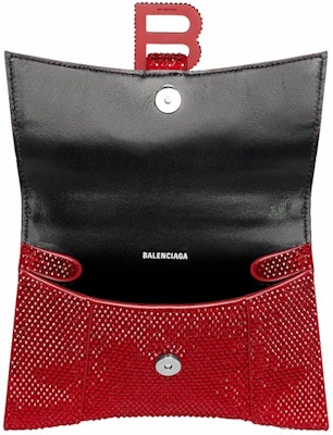 Balenciaga Hourglass XS Handbag With Rhinestones Red Lookbook Balenciaga Hourglass XS Handbag With Rhinestones Red