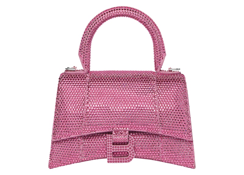 Balenciaga Hourglass XS Hangbag With Rhinestones Pink