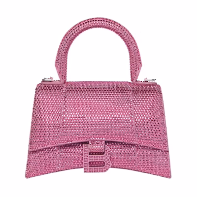 Balenciaga Hourglass XS Hangbag With Rhinestones Pink
