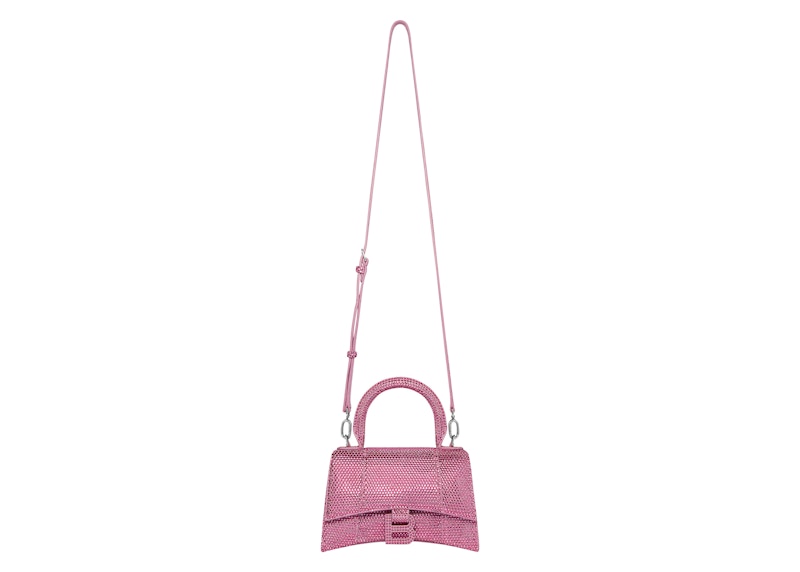 Balenciaga Hourglass XS Hangbag With Rhinestones Pink 圖 3